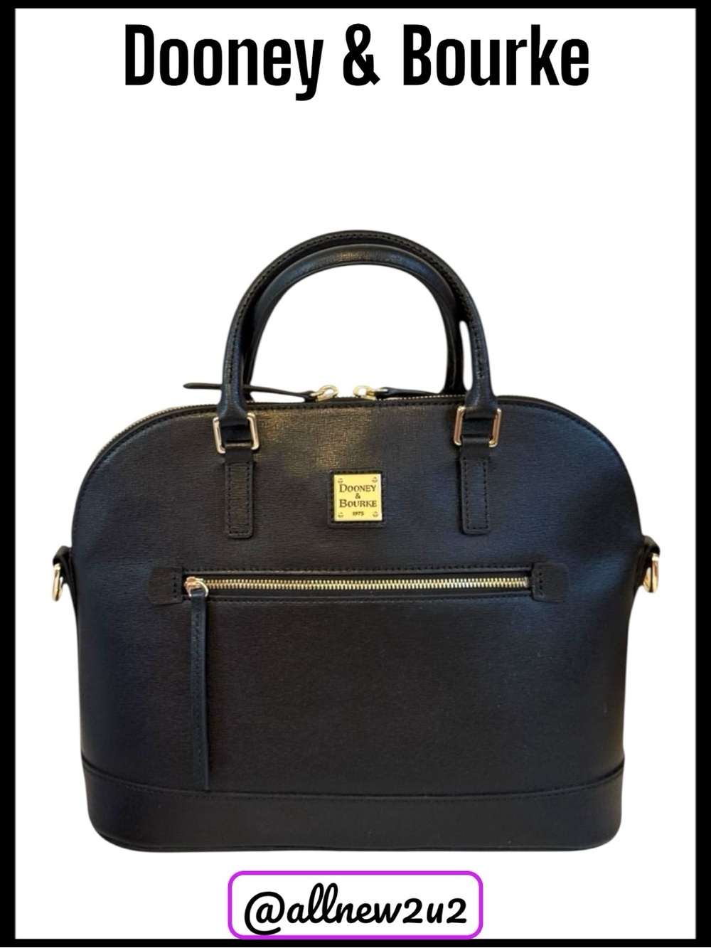 Dooney & Bourke Black Handle Tote Domed Crossbody Strap Gold Hardware